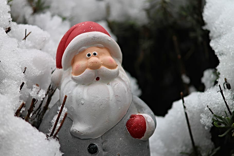 blanco, vestido, estatuilla de santa claus, santa claus, nieve, invierno, navidad, motivo de navidad, figura, tiempo de navidad