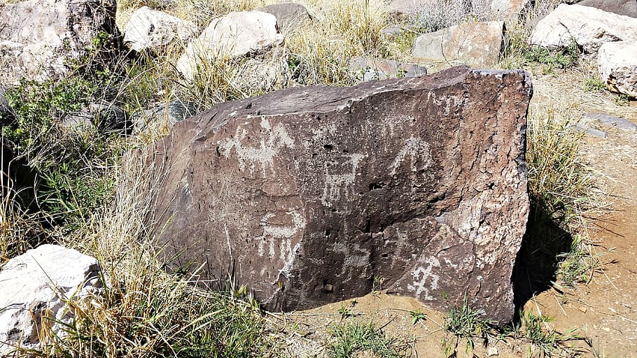 Petroglyph, batu, asli amerika, Indian, asli, kuno, budaya, gurun, prasejarah, simbol