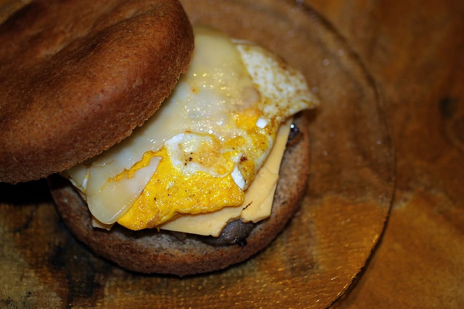 egg, sandwich, spelt, bread, homemade, cheese, swiss, american, granite, plate