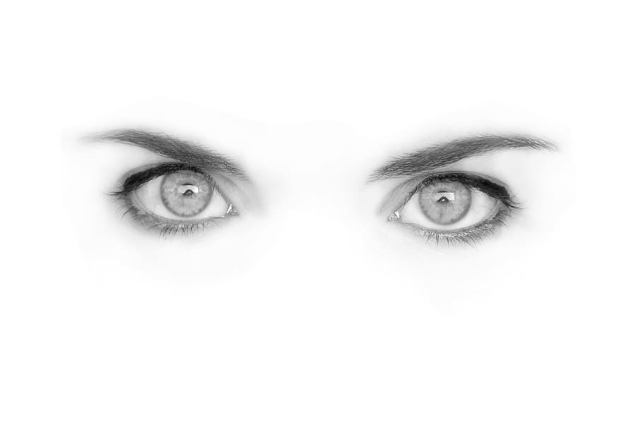 人間の目のスケッチ, 目, 凝視, 見て, 化粧, 眉毛, 青い目, 虹彩, 瞳孔, 一見