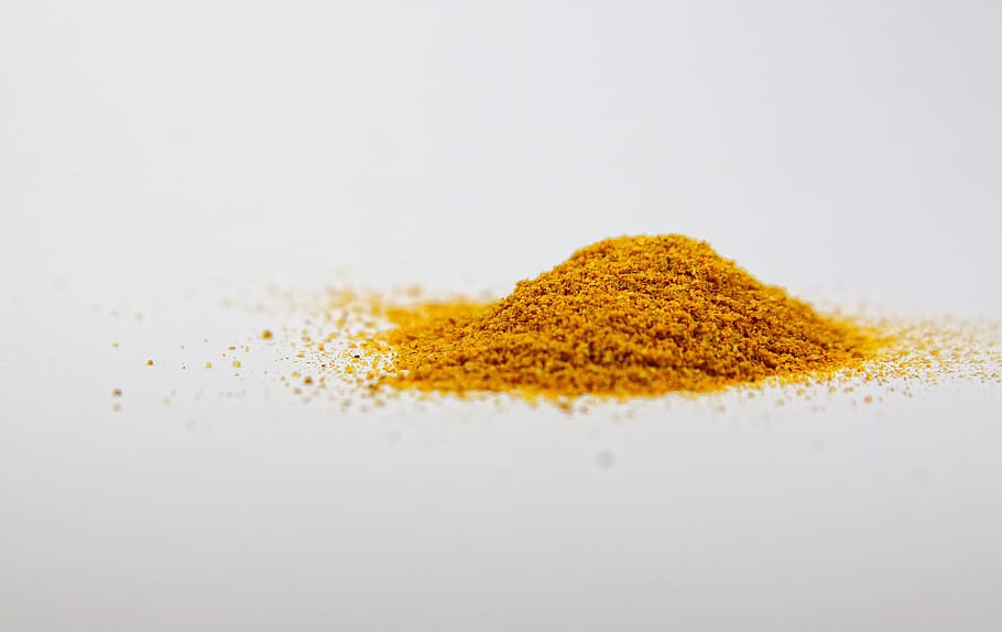 brown, powder, white, surface, turmeric, spice, curry, component, cooking, kitchen