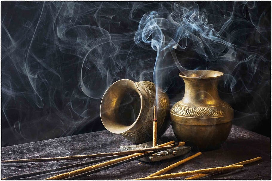 incenso, indiano, aromático, pau, fumaça, aroma, religioso, hinduísmo, cultura, fumaça - estrutura física