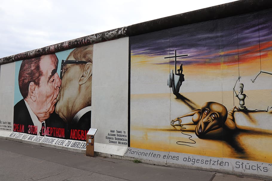 east, side, gallery, berlin, berlin wall, graffiti, art, structures, wall, germany