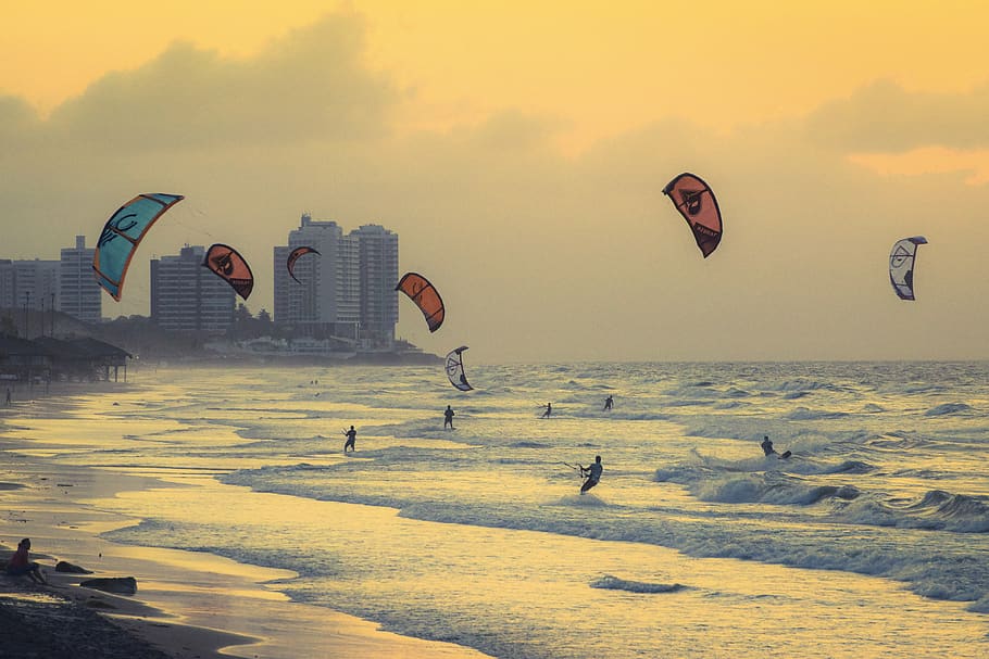 beach, kitesurfing, surf, brasil, brazil, sport, sea, sportsman, sport sailing, windsurfing