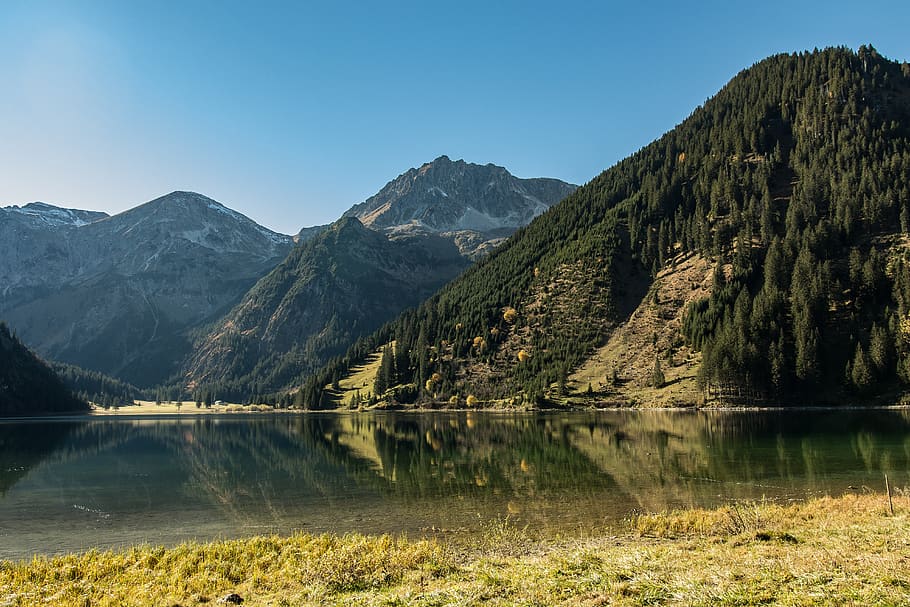 tyrol, bergsee, vilsalpsee, alpine, vilsalpseeberge, mountains, tannheim, water, nature, austria