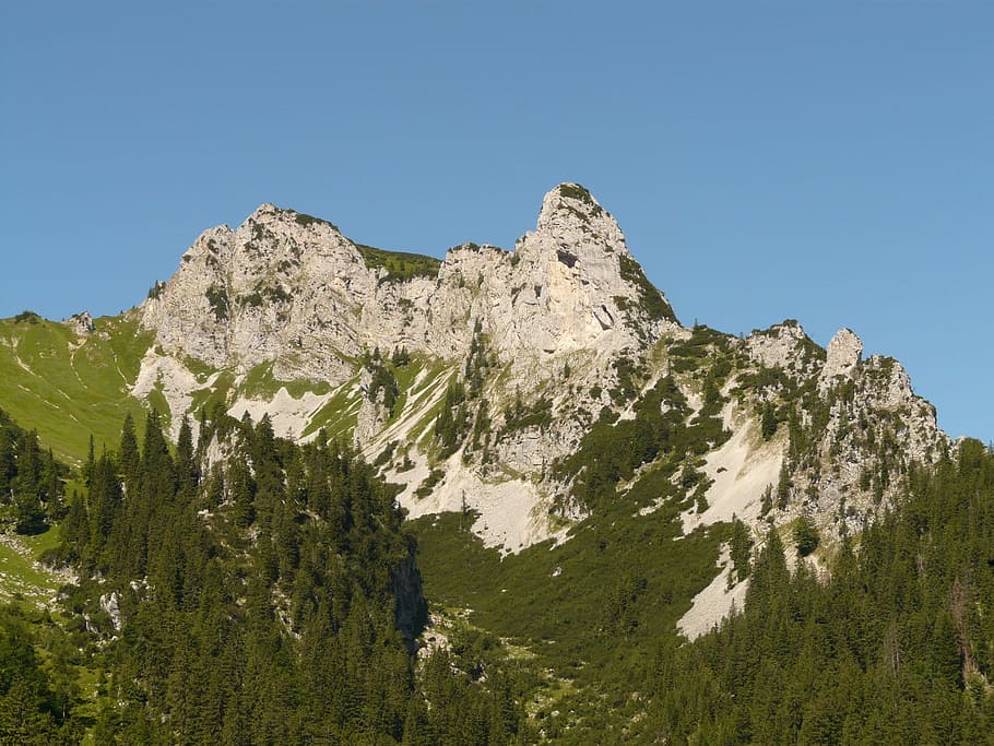 Gunung, Alpine, Tannheim, sebenspitze, kenaikan, batu, objek - batu, alam, hari, pemandangan