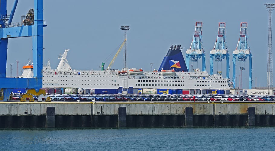 puerto marítimo, zeebrugge, kai, topo, inversores, ferry, ferry de inglaterra, ferry de pasajeros, contenedor, carga de contenedores