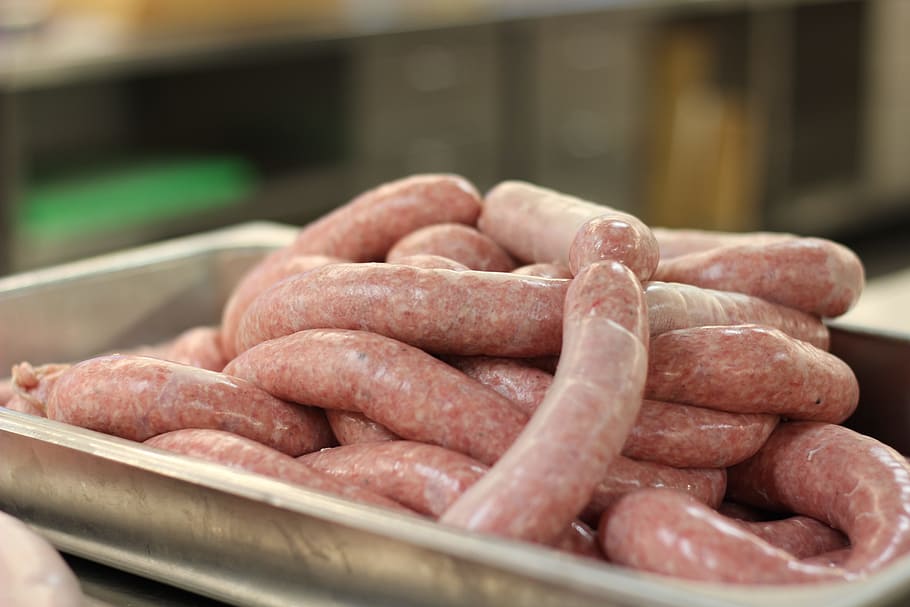 close-up photography, sausage, inside, tray, the sausage, food, raw, meat, food and drink, freshness