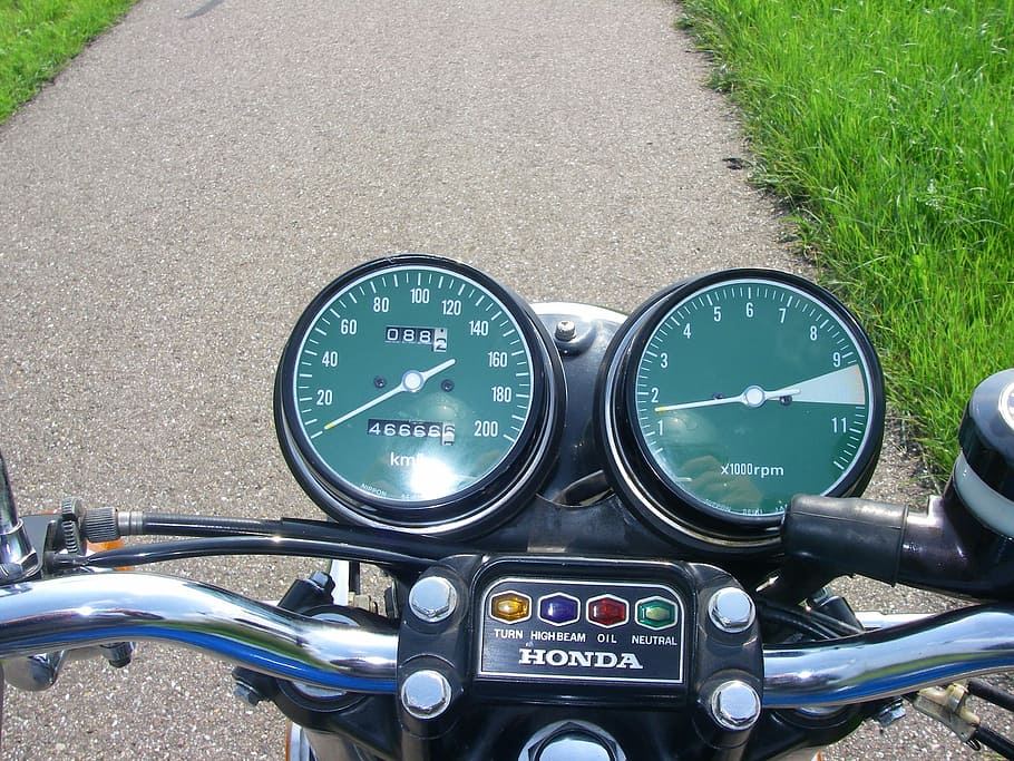 Motorcycle, Honda, Cb500, Classic, Motor, honda, cb500, four, counters, mileage counters, send