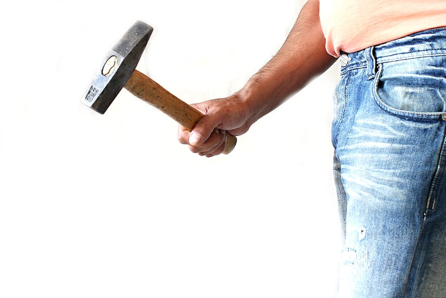 person, holding, pick, hammer, employee, white, stone, man, chisel, sledgehammer