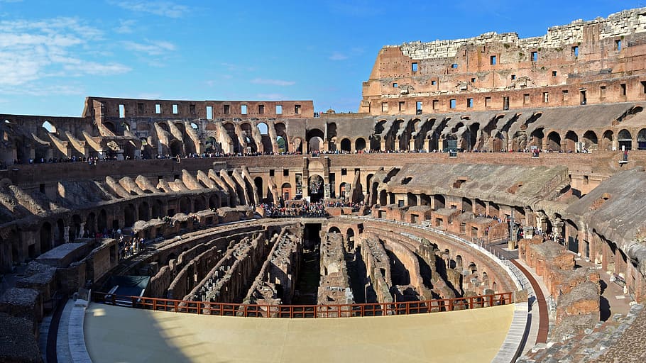 colosseum, roma, italia, arsitektur, amfiteater, sejarah, masa lalu, tujuan perjalanan, struktur yang dibangun, kuno