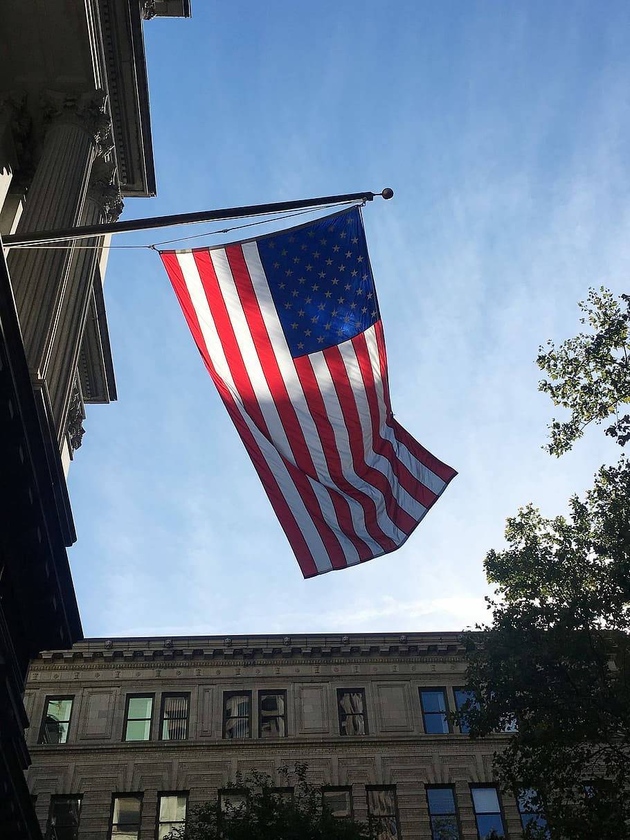 Union Jack, Boston, Massachusetts, bandera, azul, himmel, estados unidos, patriotismo, rayado, libertad