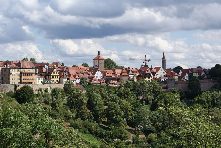 Rothenburg Ob Der Tauber, Landscape, city, germany, bavarian, town, tourism, architecture, cloud - sky, building exterior