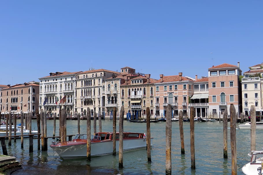 Italia, Venesia, grand canal, istana, saluran, ketenangan, tua, hebat, kapal, tumpukan