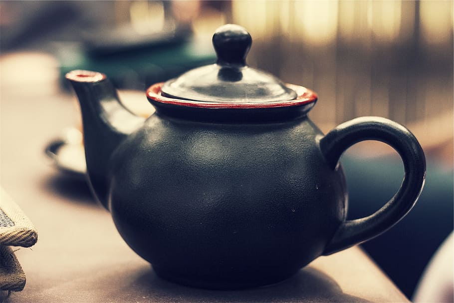 black clay pot, teapot, tea, ceramic, porcelain, beverage, pot, black, kitchenware, china