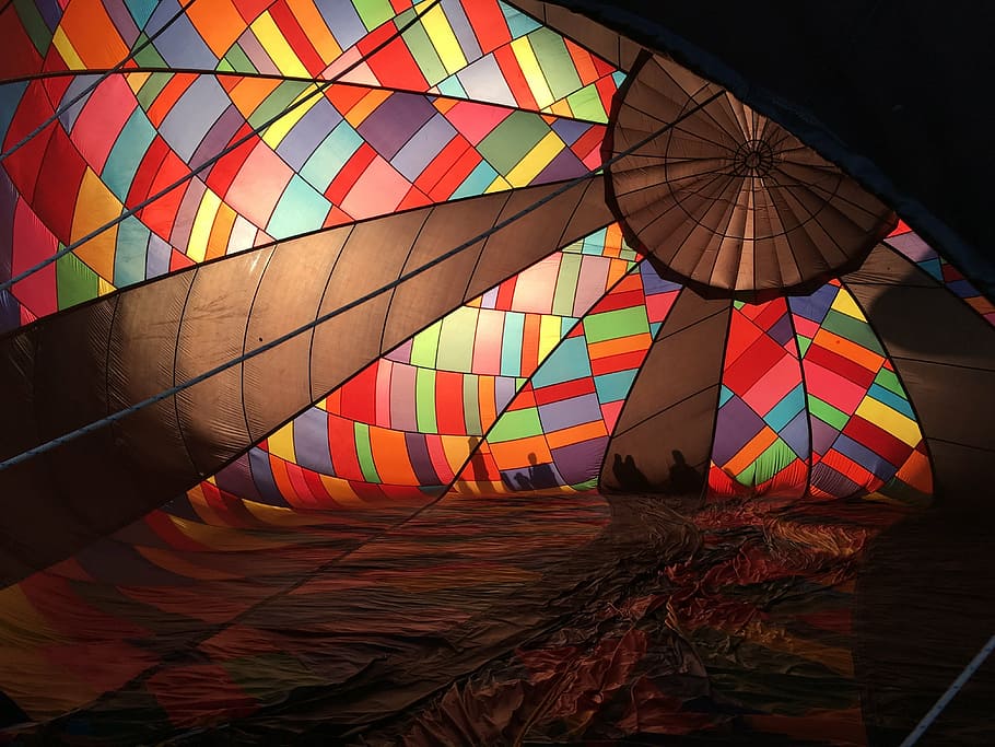 hot air balloons, balloons, reno, reno balloon races, ballooning, colorful, light, inside, pattern, glow