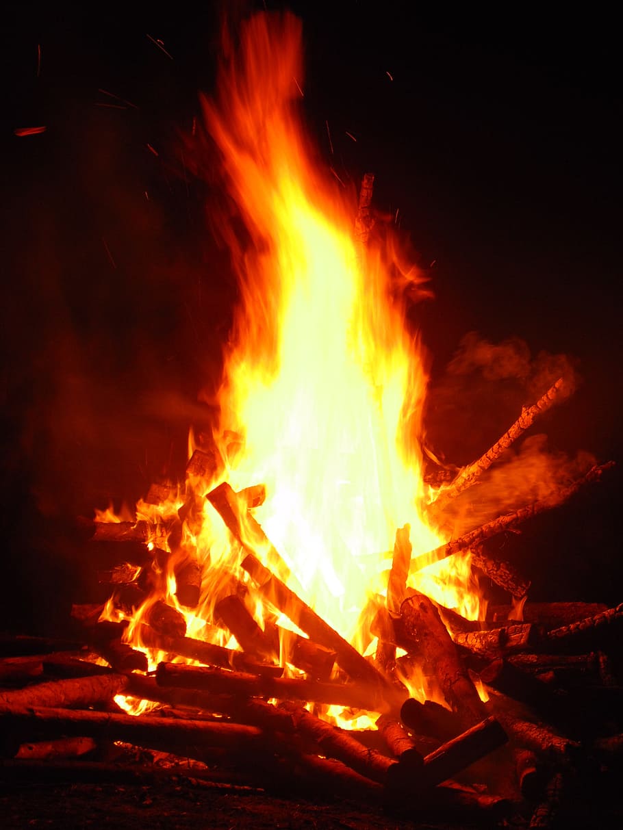 hoguera, Fuego, Brote, Llama, Resplandor, un brote de, la llama, incensario, rojo, caliente