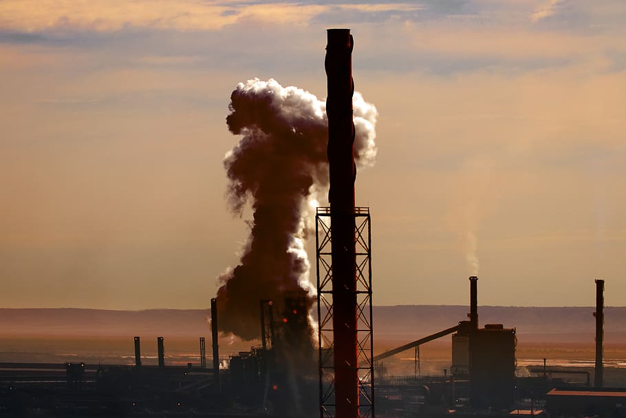 cambio climático, distopía, fábrica, humo, contaminación, medio ambiente, industrial, chimenea, tóxico, fabricación