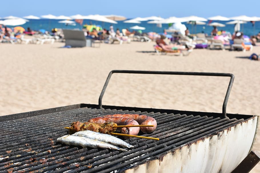 Bbq, Beach, Sausage, Grill, Power Supply, grilling, food, outdoors, barbecue, summer