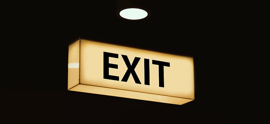 lighted exit signage, leuchtkasten, shield, output, note, emergency exit, way out, exit, attention, escape route