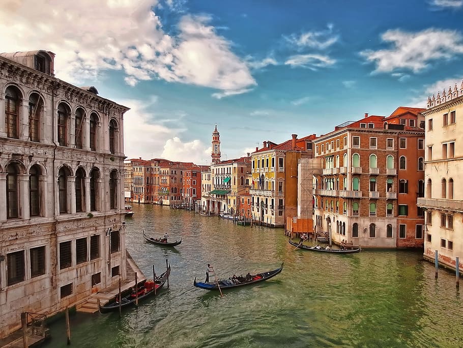 venice canal, daytime, Venice Italy, venice, italy, canal, buildings, city, sunset, piazza san marco