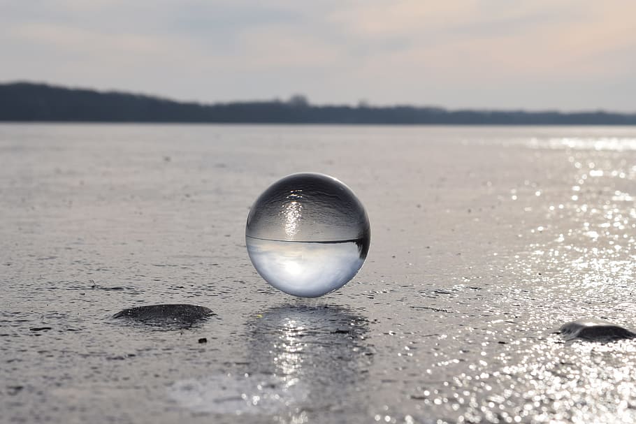 bad zwischenahn, lake, Bad Zwischenahn, Lake, zwischenahner meer, three mountains, crystal ball, ice, winter, floating, reflection