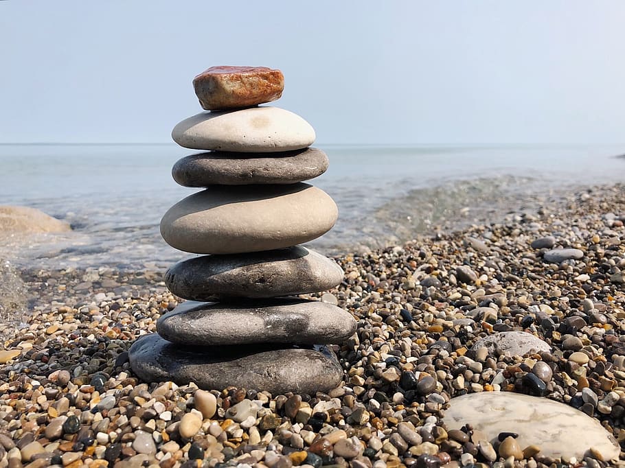 rocha, equilíbrio, zen, meditação, natureza, relaxar, empilhado, rochas, pedras, pedra - objeto