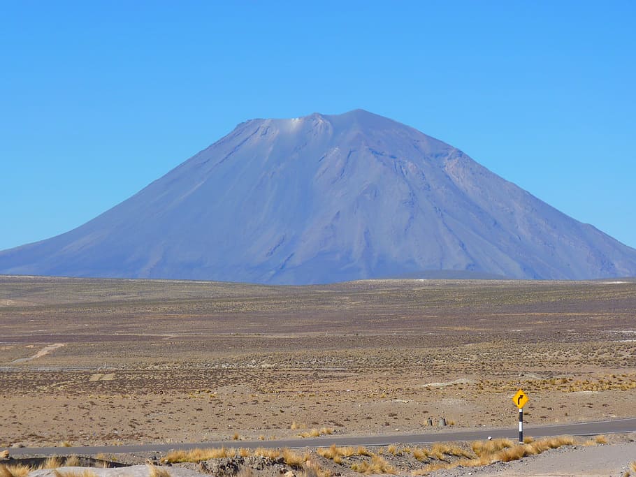 Gunung berapi, El Misti, Peru, Arequipa, tengara, gunung, tinggi, hari, di luar ruangan, lanskap