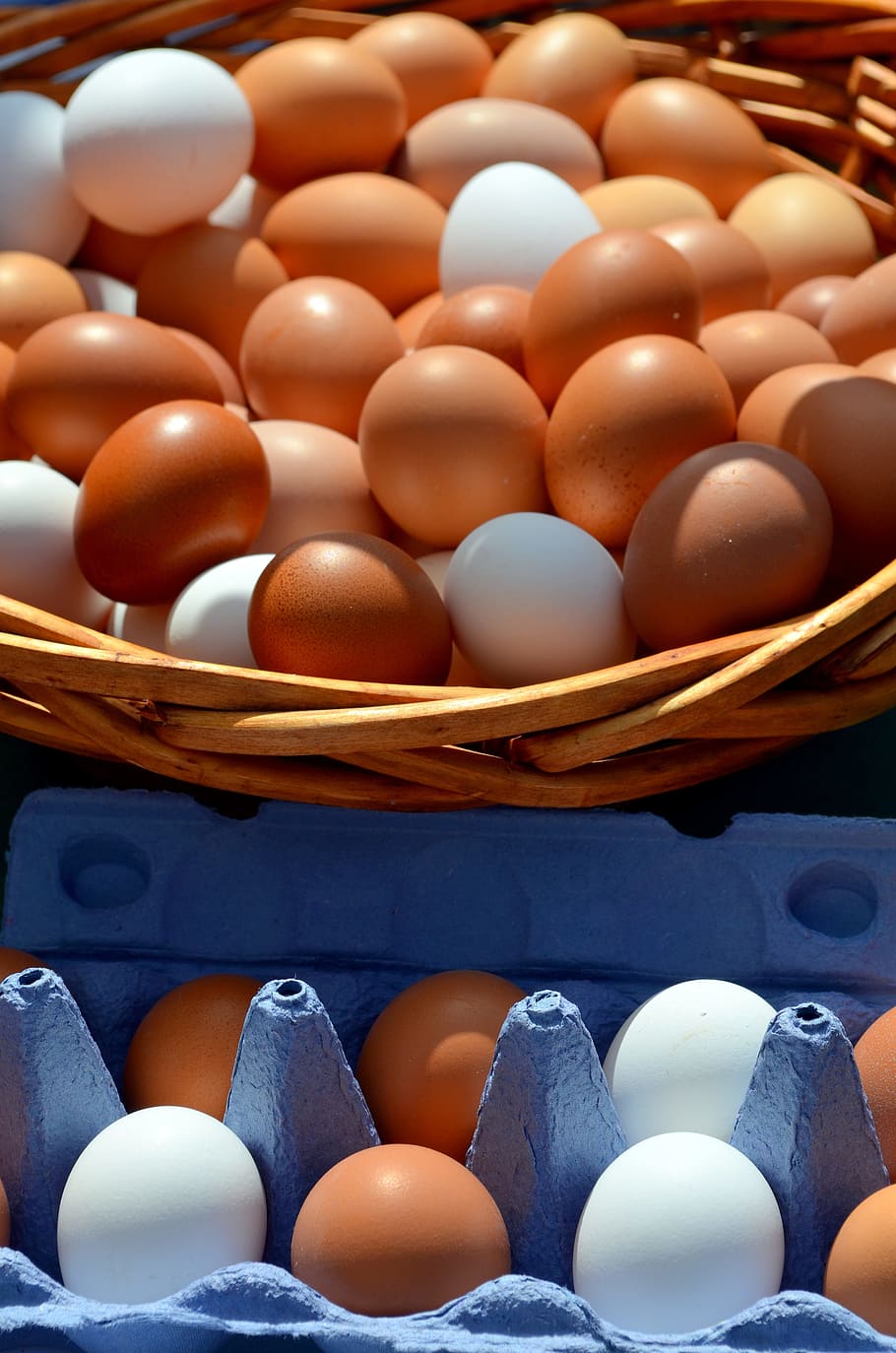 huevo, huevo de gallina, caja de huevos, cierre, cesta acogedora, cartón de huevos, huevo marrón, huevo crudo, huevos marrones, comida