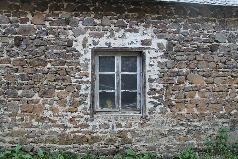 窓, 壁, 石, 石造りの家, レンガ, 壁-建物の特徴, 古い, 建築, 建物外観, 建物