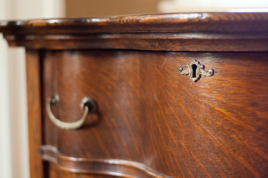 key hole, dresser, antique, wood, wood - material, brown, close-up, indoors, container, metal