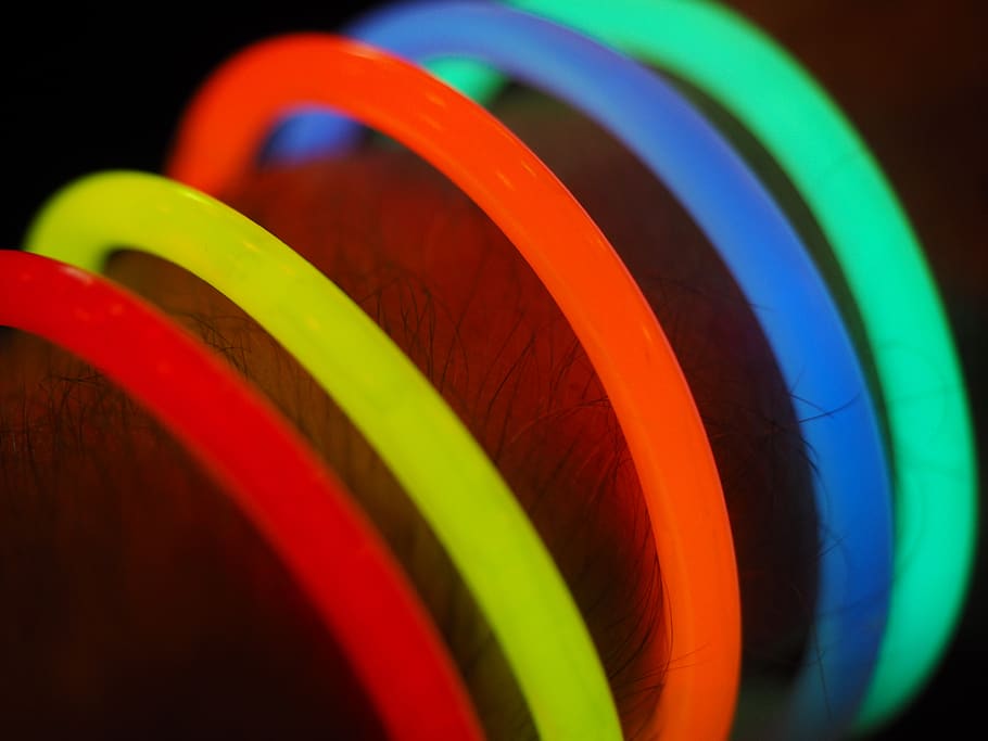 tongkat cahaya, warna-warni, cahaya, bersinar, warna, lampu, penerangan, deco, knallbunt, gelang