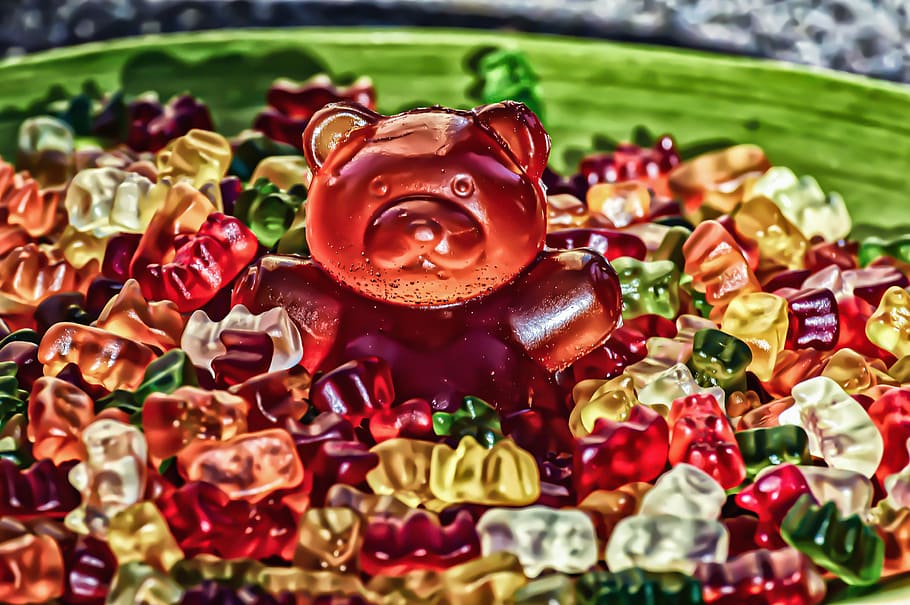 gummibärchen, urso gigante de borracha, açúcar, doce, haribo, cor, gummibär, doçura, mistura de gelatina de frutas, colorido