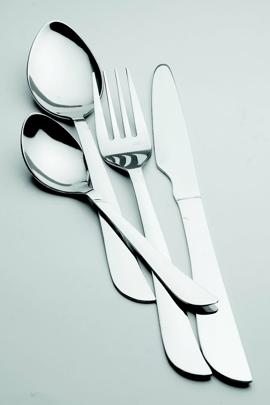 cutlery, steel, elegant, fork, silver colored, studio shot, silver - metal, shiny, white background, close-up