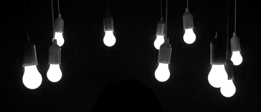 点灯, LED, 電球ライト, 電球, ライト, ランプ, ランプホルダー, 梨, 闇, グロー