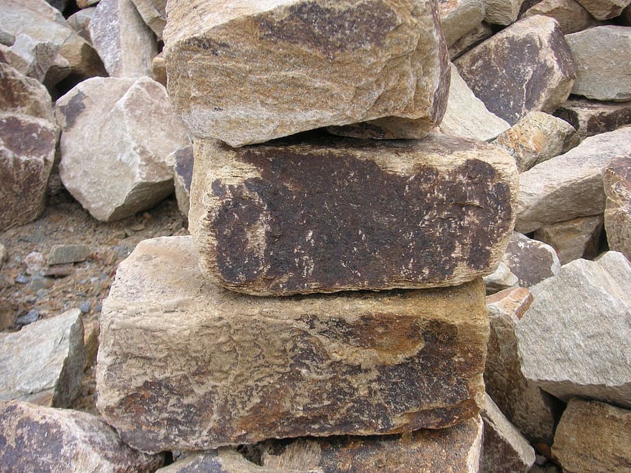 stack, brown, stones, Rocks, Quarried, Quarry, rock pile, cut stone, stone, construction
