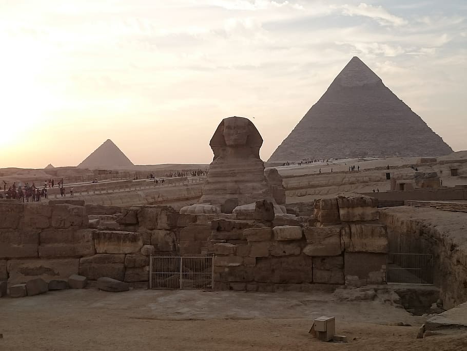 Sphinx, Mesir, giza, piramida, cairo, Piramida besar, arkeologi, Keruntuhan tua, Tempat terkenal, kuno
