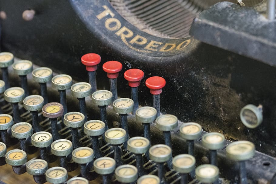 typewriter, keys, vintage, old, antique, to write, letter, history, iron, metal