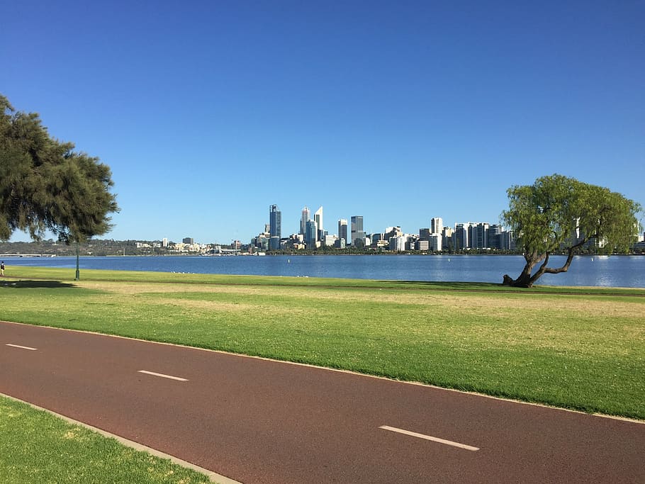 Perth, cisne, río, Australia, occidental, ciudad, horizonte, agua, paisaje urbano, urbano