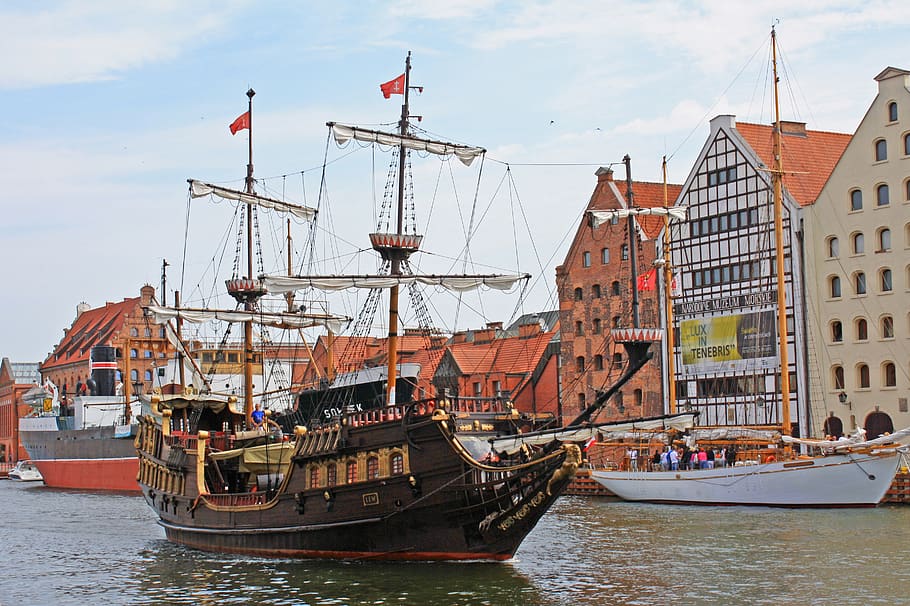 gdansk, barco, pirata, polonia, turismo, mar, barcos, puerto, ciudad, agua