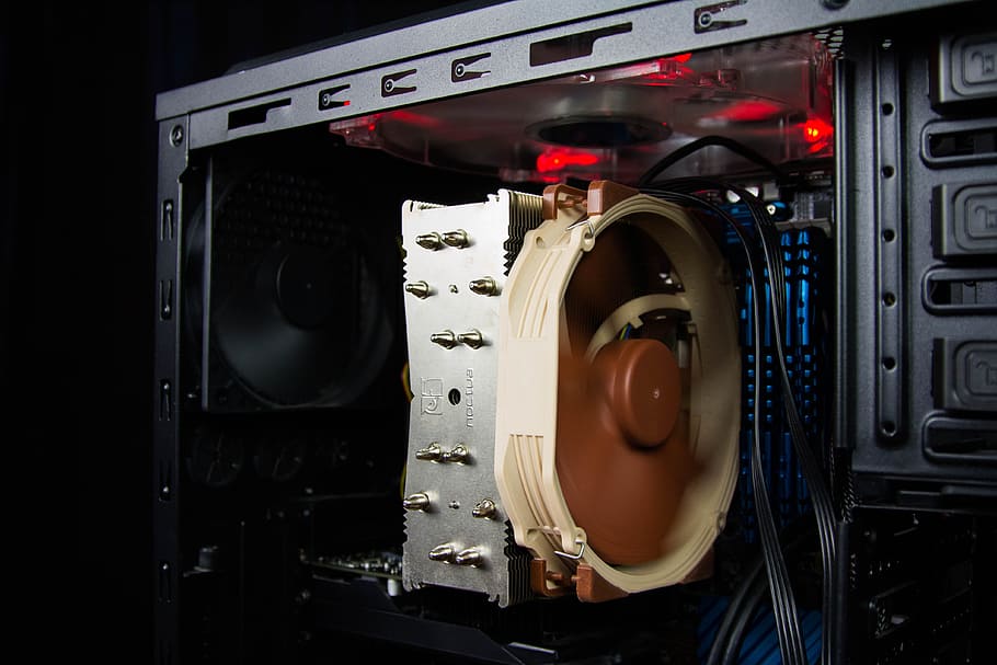 close-up photo, black, computer tower, turned, Pc, Computer, Cpu Cooler, computer part, fan, cpu fan