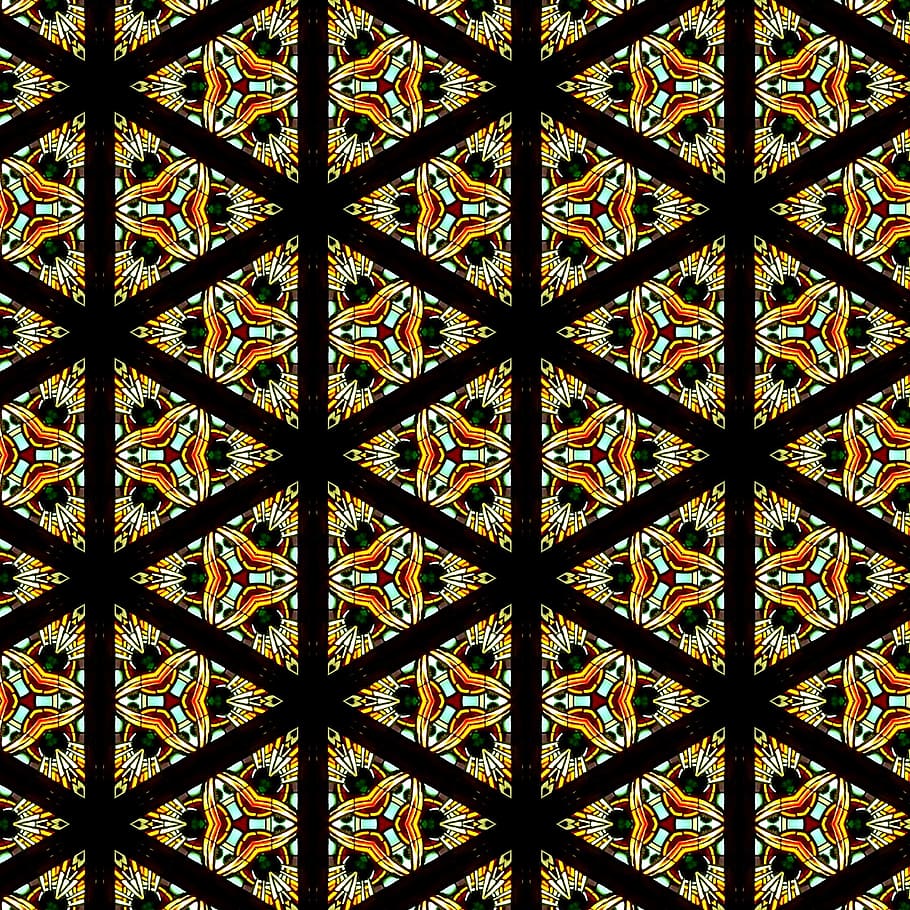 pattern, stained glass, triangles, seamless, stained glass window, texture, colorful, church, full frame, backgrounds