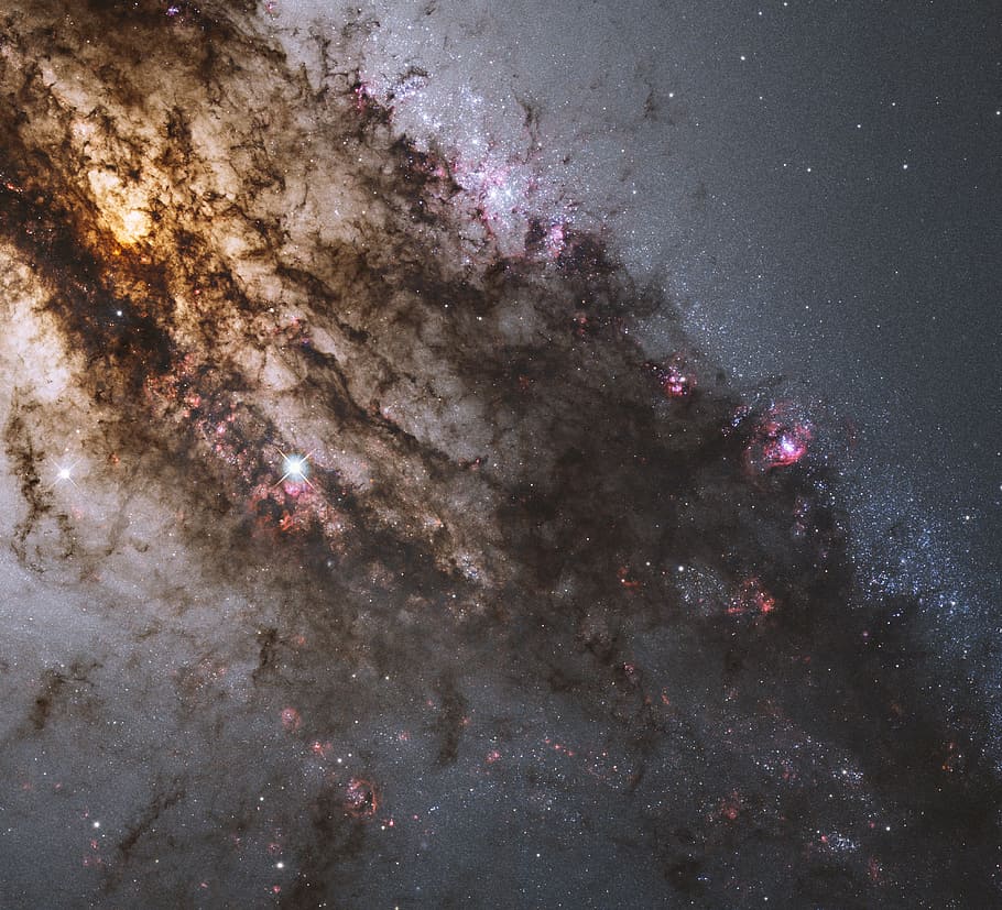 hitam, pink, galaksi, bintang, pembentukan bintang, centaurus a, ngc 5128, konstelasi centaurus, ruang, semesta