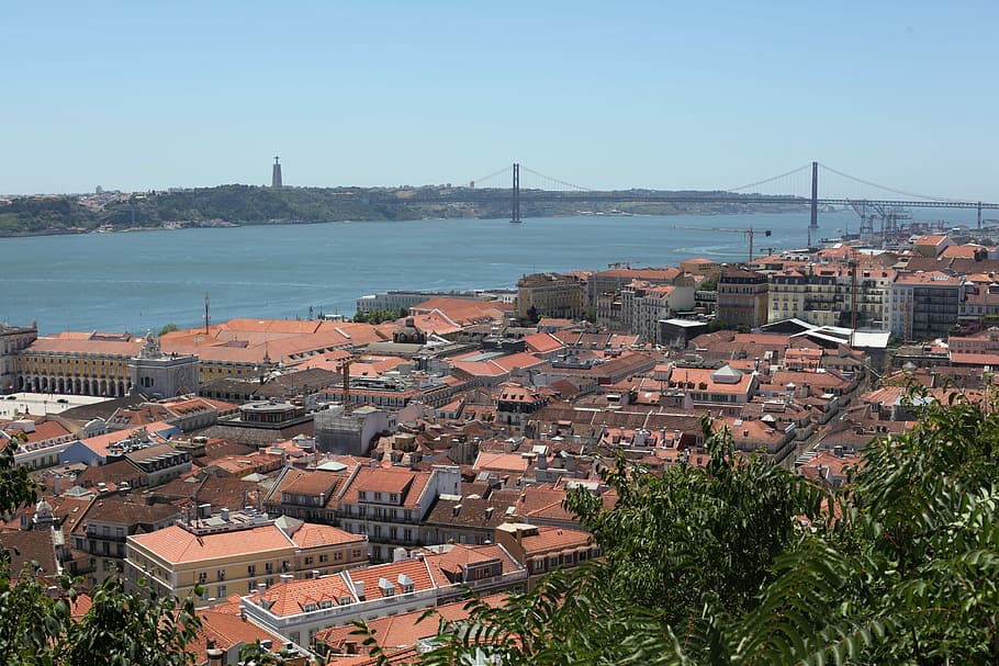 Lisbon, Portugal, Portuguese, lisboa, tourism, architecture, river, built structure, building exterior, high angle view