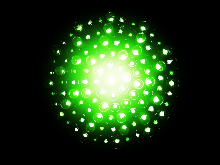 Verde, luces, negro, fondo, neón, eléctrico, bombilla, energía, brillante, led
