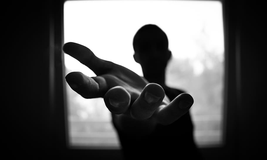 hands, reach, people, silhouette, shadow, one person, hand, indoors, human hand, human body part