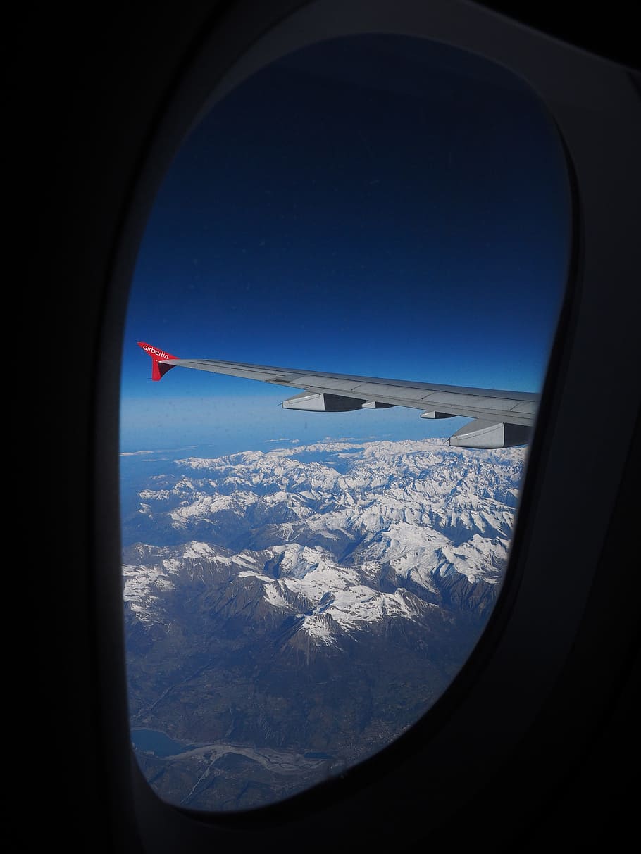 Vista aérea, Alpino, luftbildaufnahme, janela da aeronave, vista, mirante, perspectivas, montanhas, berger, aeronaves