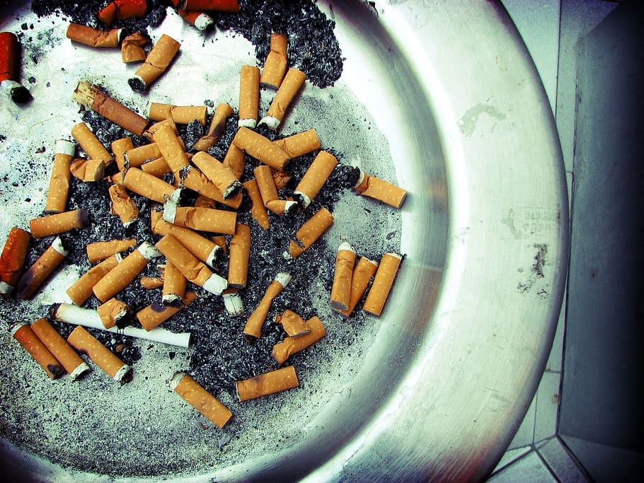 tabaco, nicotina, hábito, cinzeiro, vício, cinza, fumaça, fumante, filtro, perigo