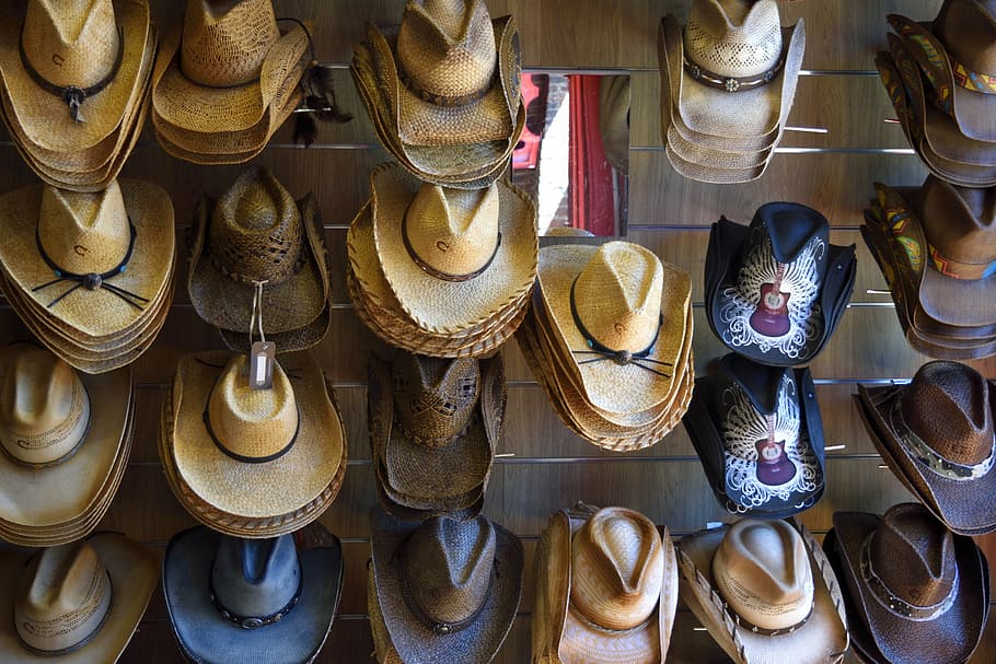 Sombreros de vaquero, para la venta, tienda, Nashville, Tennessee, negocios, moda, vaquero, sombrero, venta