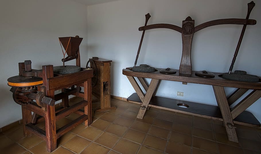 mill, flour, ancient, bread making, traditional, bakery, grain mill, wood - Material, indoors, domestic Room